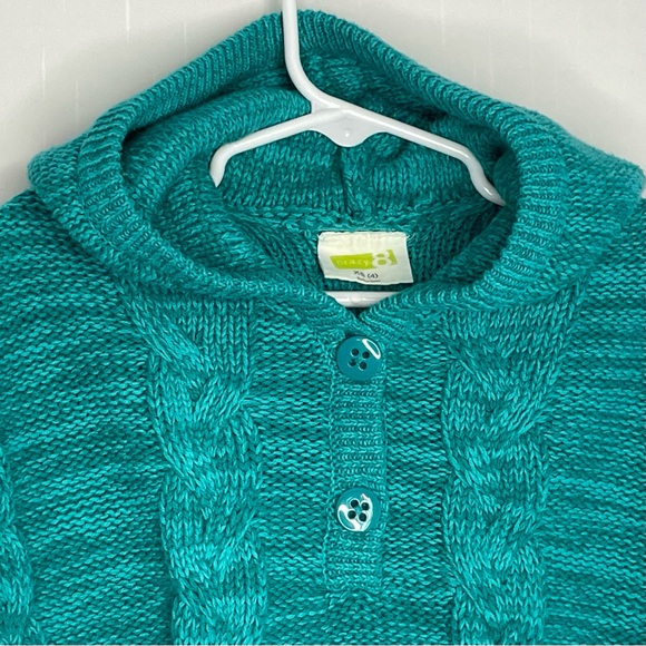 Crazy 8 Girls Cable Knit Hooded Poncho Soft Cotton Acrylic Blend Green XS 4 - Picture 3 of 12